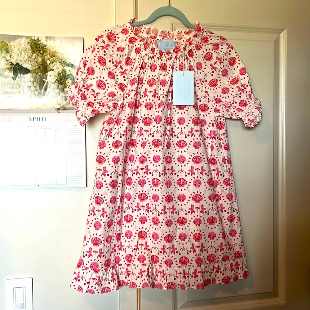 Hill House Home The Katherine Seashell & Mermaid Print Mini Poplin Nap Dress